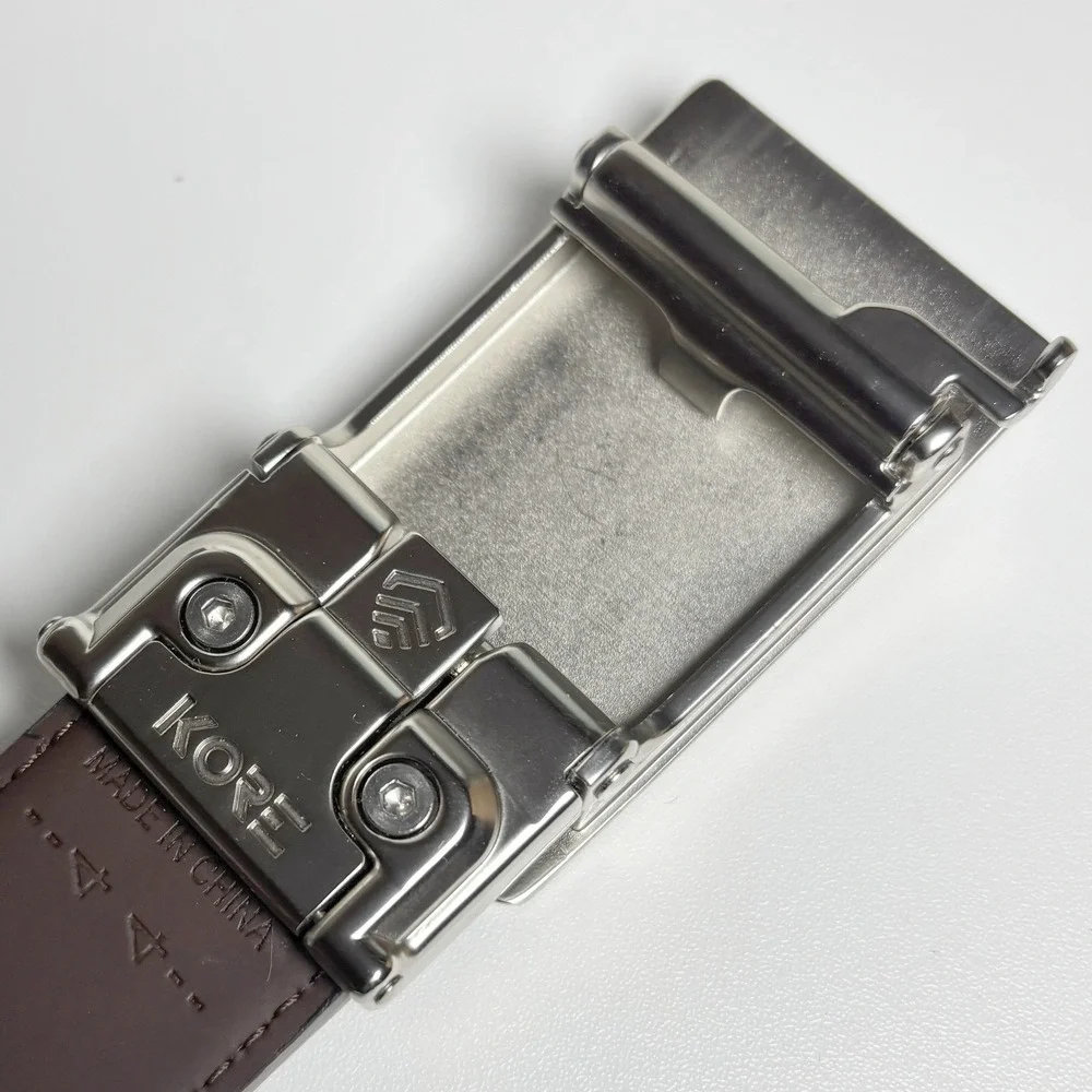 Kore Essentials Mens Gun Leather Belt 44 Brown American Flag Adj Ratchet Buckle